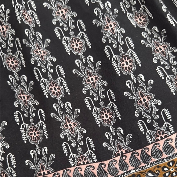 MADEWELL SIZE 6 Bohemian Long Sleeve midi Black and Brown Patterned Dress - Picture 13 of 14